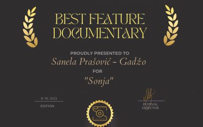 Dokumentarni film “Sonja” koji je režirala Sanela Prašović Gadžo proglašen je za najbolji u kategoriji dokumentarnog filma Future of Film Awards, festival Ohrid, Makedonija.